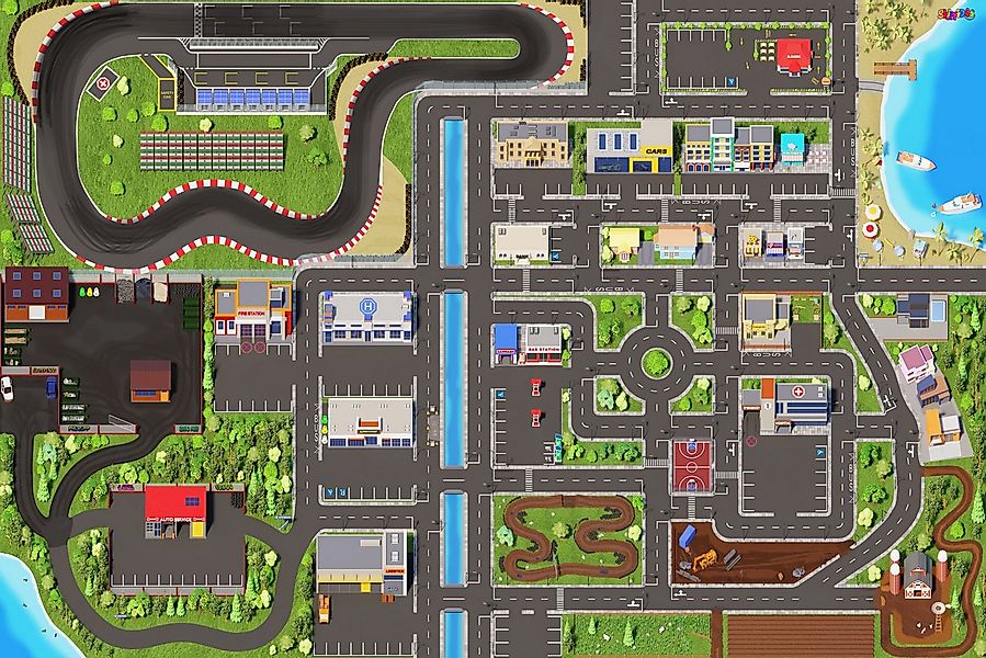 SkippiDoo Kinderteppich Straßenteppich Spielteppich Kinderzimmer Teppich Au günstig online kaufen