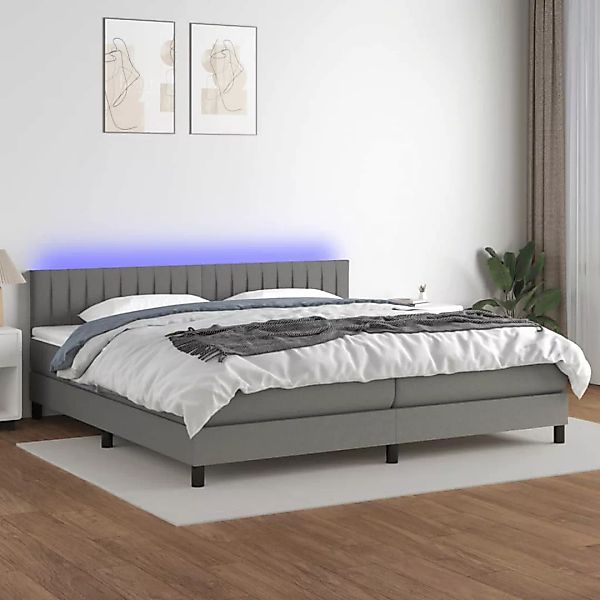 vidaXL Boxspringbett Boxspringbett mit Matratze LED Dunkelgrau 200x200 cm S günstig online kaufen