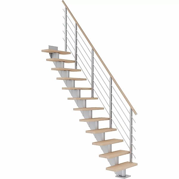 Dolle Mittelholmtreppe Frankfurt Eiche Weiß Perlgrau GH bis 258 cm Gerade 7 günstig online kaufen