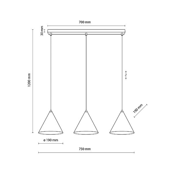 Hängeleuchte Cono, 3-flammig, schwarz, E27 günstig online kaufen