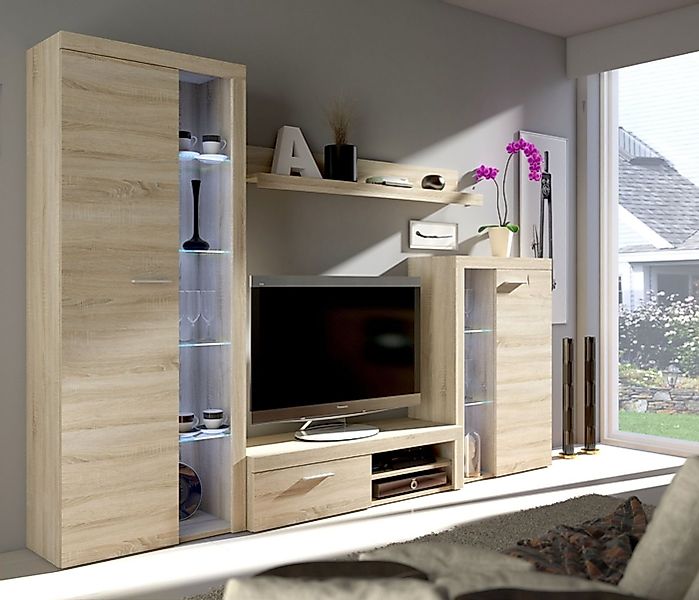 Küchen-Preisbombe Wohnwand Rumba Schrankwand Anbauwand Wohnzimmer Sonoma Ei günstig online kaufen