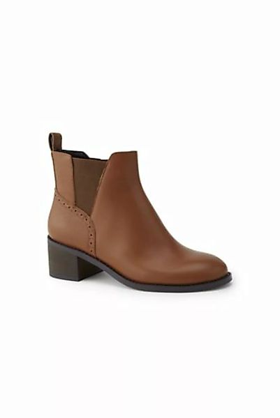 Chelsea-Boots mit Blockabsatz, Damen, Größe: 41.5 Weit, Braun, Leder, by La günstig online kaufen
