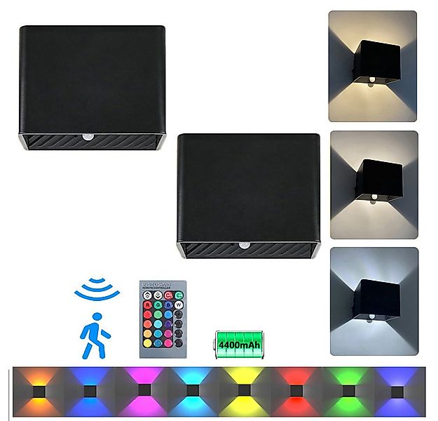 Jibenhome LED Wandleuchte RGB Wandlampe Innen Bewegungsmelder Akku Aufladba günstig online kaufen