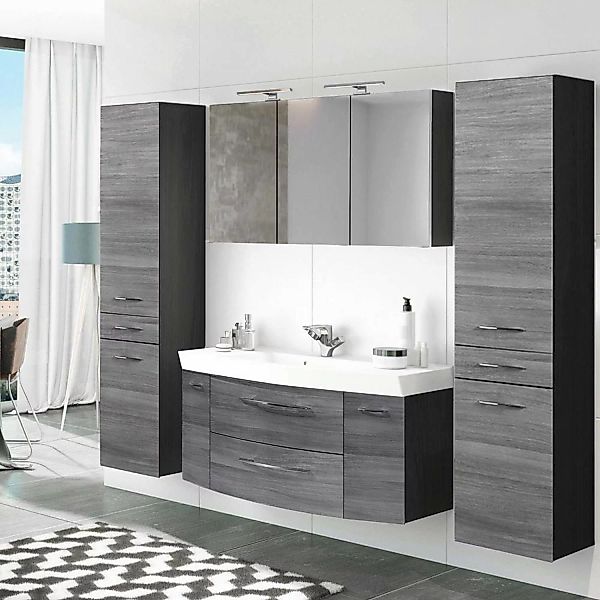 Badezimmer Waschplatz Set 4-tlg mit 120cm Waschtisch & Spiegelschrank FLORI günstig online kaufen