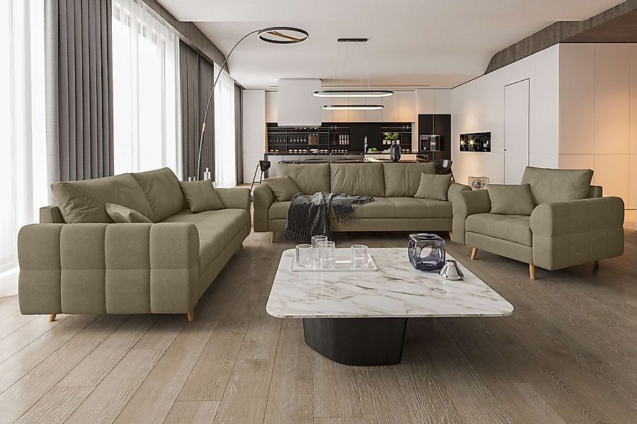 99rooms Polstergarnitur Bello, (Couchgarnitur, Set (3-tlg), günstig online kaufen
