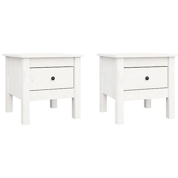 vidaXL Beistelltische 2 Stk. Weiß 40x40x39 cm Massivholz Kiefer 813787 günstig online kaufen