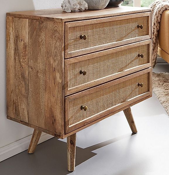 FINEBUY Sideboard FB60953 Massivholz Schubladenkommode 80cm Mango Kommode m günstig online kaufen