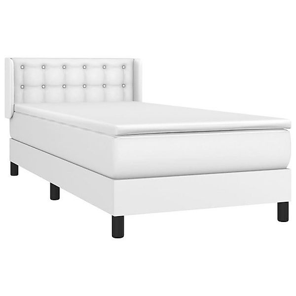 vidaXL Bett Boxspringbett mit Matratze Weiß 80x200 cm Kunstleder günstig online kaufen