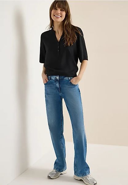 Bluse mit Split Neck und Elastiksaum günstig online kaufen