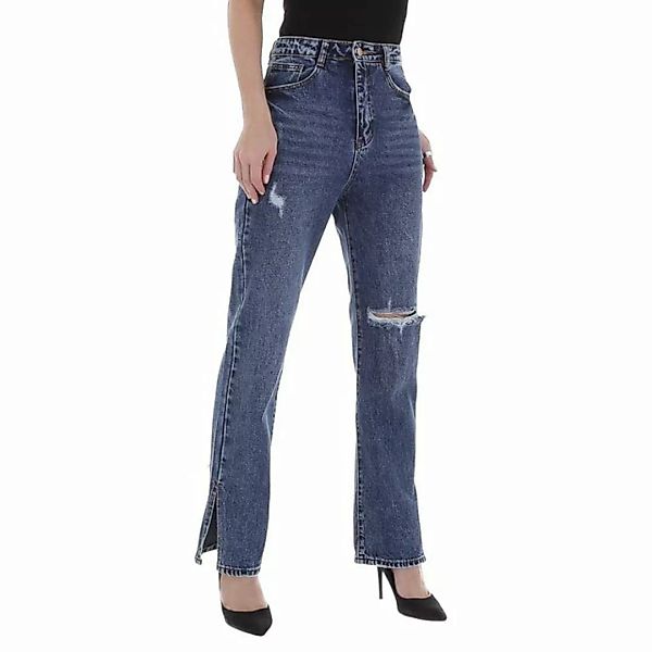 Ital-Design Weite Jeans Damen Freizeit Destroyed-Look High Waist Jeans in B günstig online kaufen
