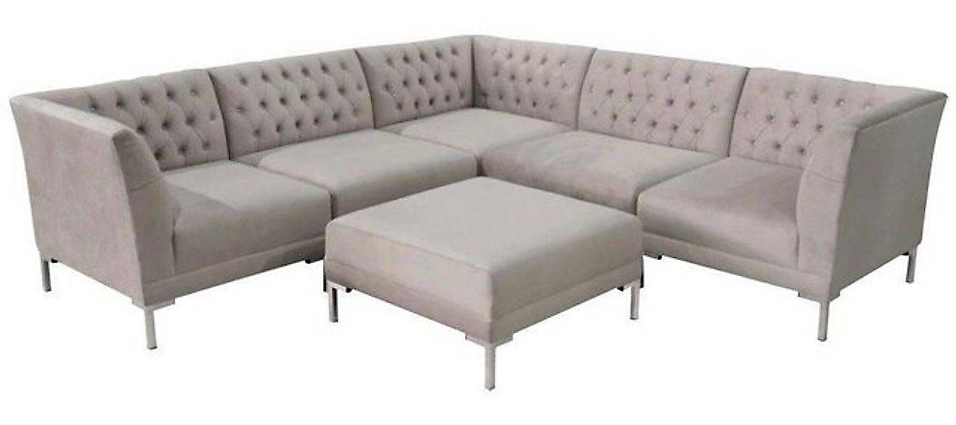 JVmoebel Ecksofa Chesterfield Hocker 2tlg. Set Textil Stoff Couchen Sofas E günstig online kaufen