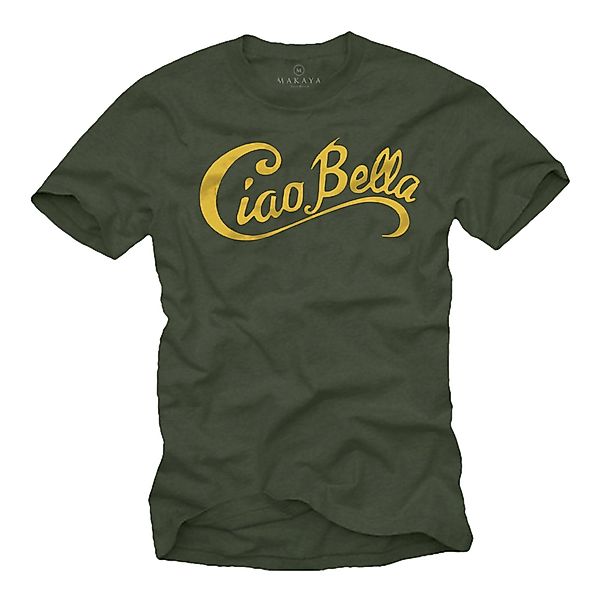 MAKAYA Print-Shirt Herren Italienischer Spruch Ciao günstig online kaufen