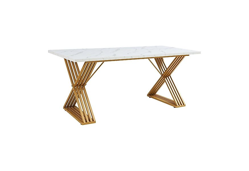 en.casa Esstisch, »Hujaari« für 6 Personen Marmoroptik, weiß/Goldfarben günstig online kaufen