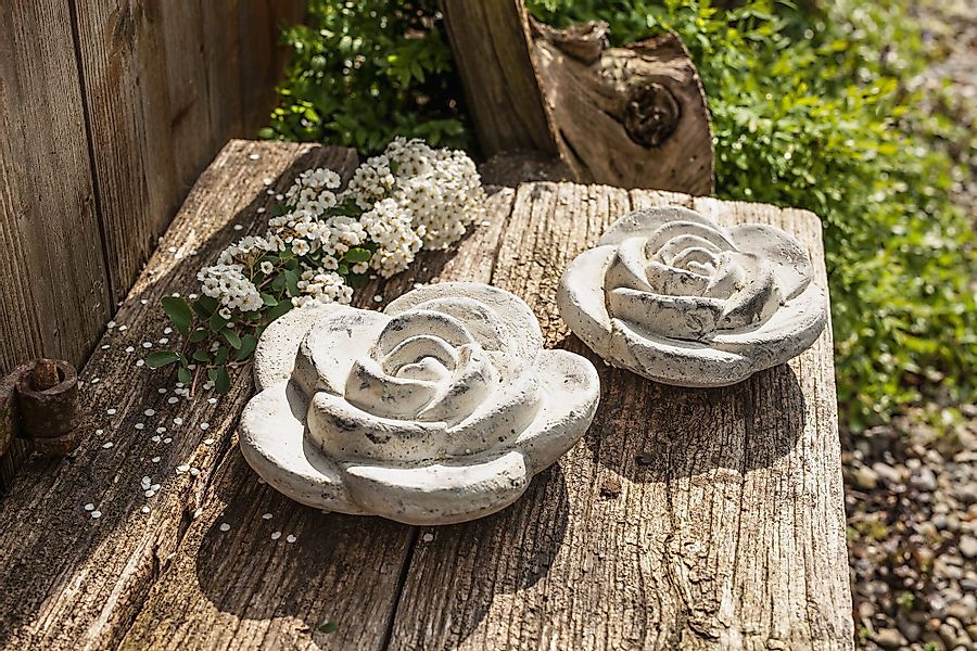 Kunstpflanze, Frank Flechtwaren, Zementblüte Rose 2er günstig online kaufen