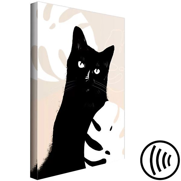 Bild auf Leinwand Cat in Monsteras (1 Part) Vertical XXL günstig online kaufen
