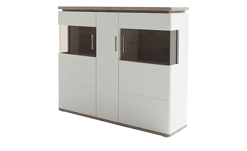 MCA furniture Vitrine Highboard Palermo, Soft white / Viking Oak, ohne Bele günstig online kaufen