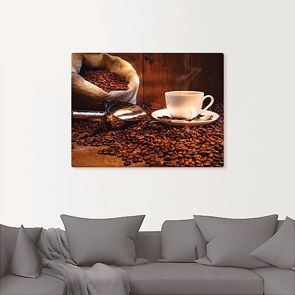 Artland Leinwandbild »Kaffeetasse und Leinensack auf Tisch«, Getränke, (1 S günstig online kaufen
