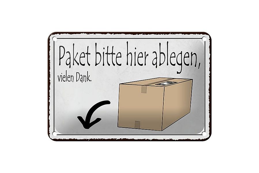 Femer GmbH Metallschild Spruch 18x12cm Paket bitte hier ablegen vielen Dank günstig online kaufen