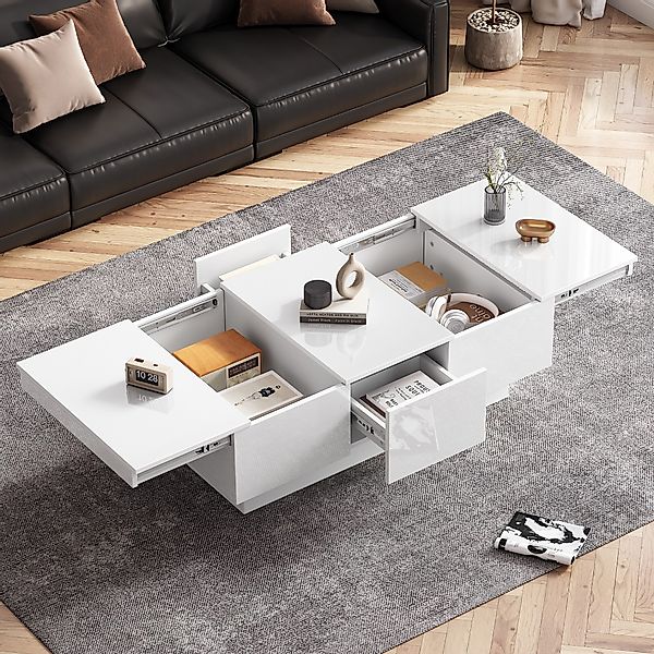 MODFU Couchtisch Hochglanz-Sofatisch mit großen Stauraum günstig online kaufen