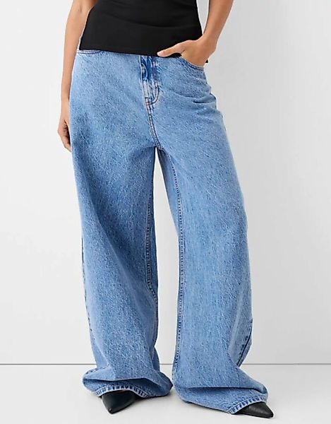 Bershka Mega-Baggy-Jeans Damen 38 Ausgewaschenes Blau günstig online kaufen