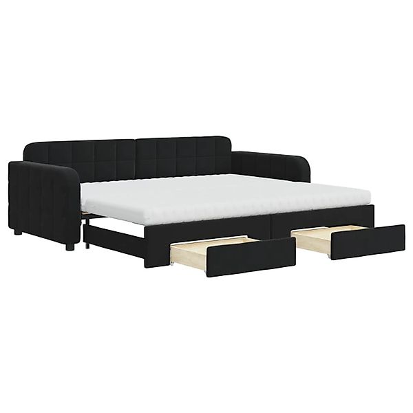 vidaXL Tagesbett Ausziehbar mit Schubladen Schwarz 90x200 cm Samt1885861 günstig online kaufen