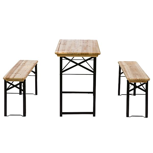 Outsunny Faltbarer Campingtisch mit Picknicktisch + 2 klappbare Bänke aus e günstig online kaufen