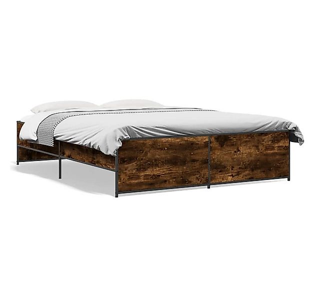 furnicato Bettgestell Räuchereiche 160x200 cm Holzwerkstoff und Metall (1-t günstig online kaufen