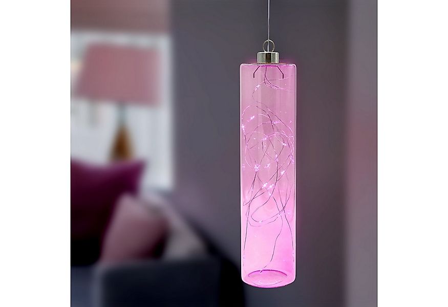 Spetebo LED Pendelleuchte Glas - 24 x 6 cm, mit Timer, LED fest integriert, günstig online kaufen