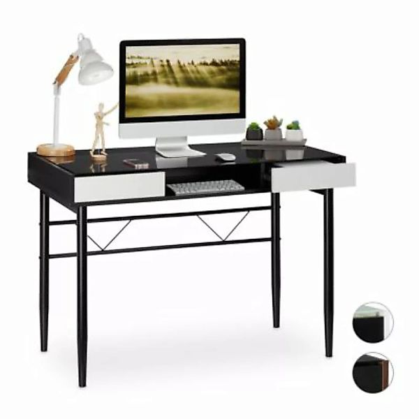 relaxdays Schreibtisch Glas schwarz günstig online kaufen