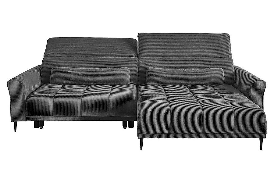 Iwaniccy Ecksofa LOGAN, Cordbezug, Dunkelgrau, B 277 x T 179 cm, 2 Nierenki günstig online kaufen
