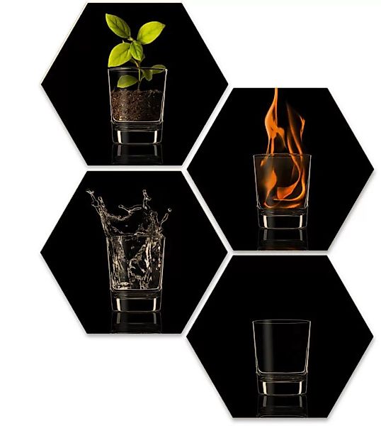 Wall-Art Mehrteilige Bilder "The Four Elements Vier Elemente", Blumen, (Set günstig online kaufen