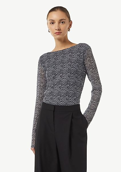 comma Langarmshirt T-Shirt Mesh-Shirt mit seitlicher günstig online kaufen