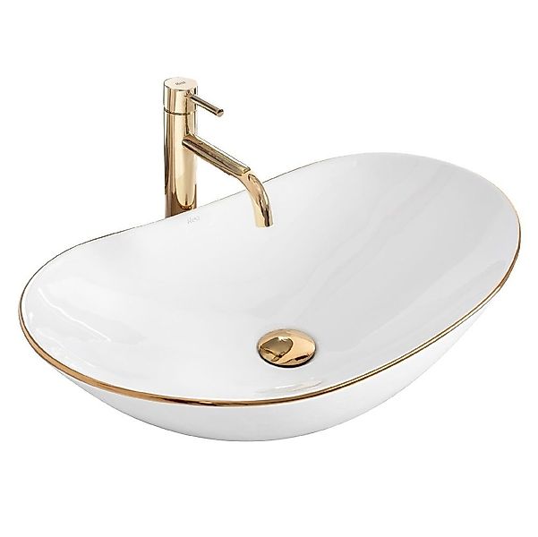 wohnwerk.idee Aufsatzwaschbecken Waschbecken Royal Gold Weiß günstig online kaufen