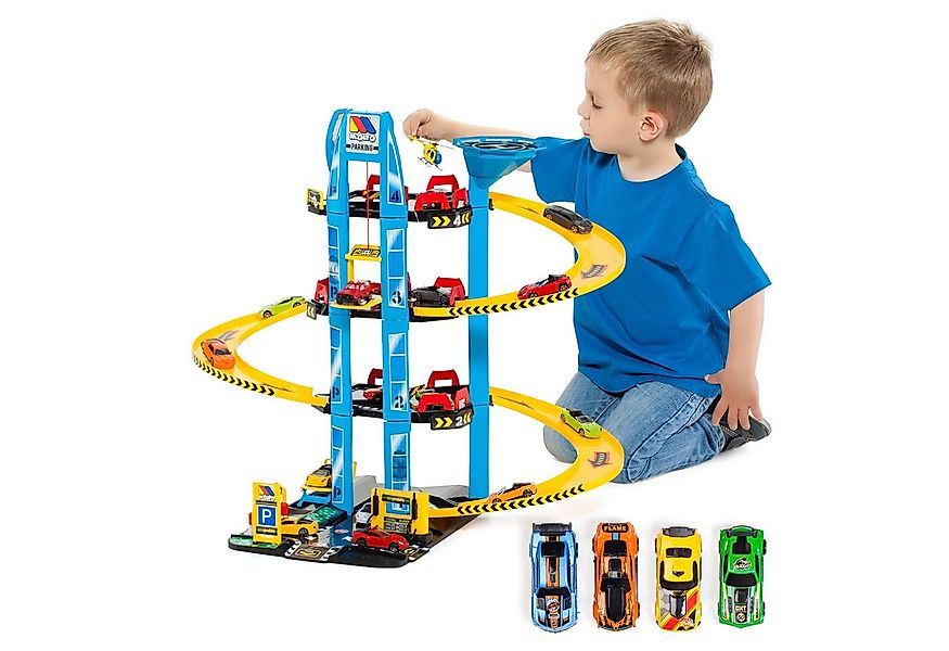 MOLTO Spiel-Parkhaus Parktower, Parkgarage mit 4 Spielebenen,4 Autos,1 Hubs günstig online kaufen