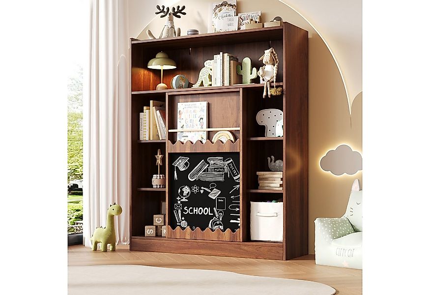 Flieks Bücherregal mit Tafel, Schiebetüren & Bilderbuchablage, 120x38,5x151 günstig online kaufen