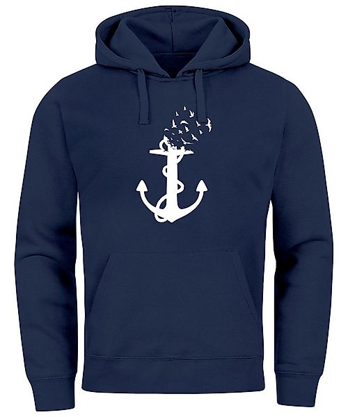 Neverless Hoodie Hoodie Herren Print Aufdruck Trend Anker Vögel Motiv Norde günstig online kaufen