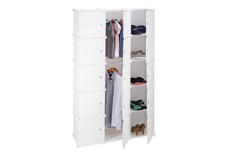 relaxdays Steckregal Regalsystem Kleiderschrank 11 Fächer, weiß günstig online kaufen