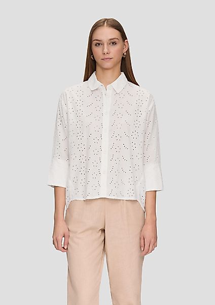 QS Langarmbluse Oversize-Bluse aus Broderie Anglaise günstig online kaufen