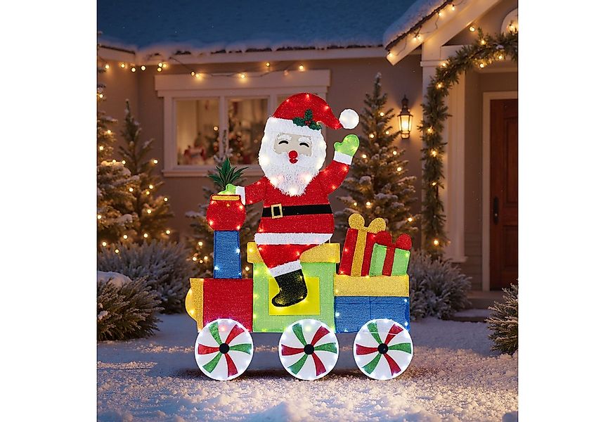 COSTWAY Weihnachtsfigur (1 St), LED Weihnachtsmann im Zug, Weihnachtsdeko, günstig online kaufen