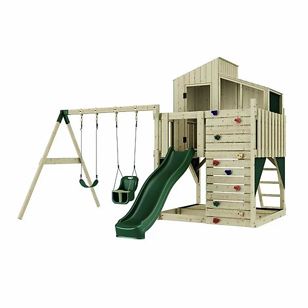 PolarPlay Spielturm Bosse Schaukel Babyschaukel Kletterwand Rutsche Grün günstig online kaufen