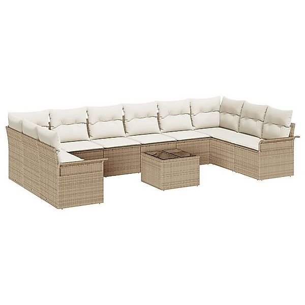 vidaXL Loungesofa 11-teiliges Garten Sofa Set mit Kissen in Braun Poly Ratt günstig online kaufen