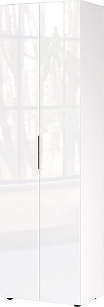 freiraum Garderobenschrank GW-GENOVA 5 Böden, Kleiderstange, Glas / Weiß - günstig online kaufen