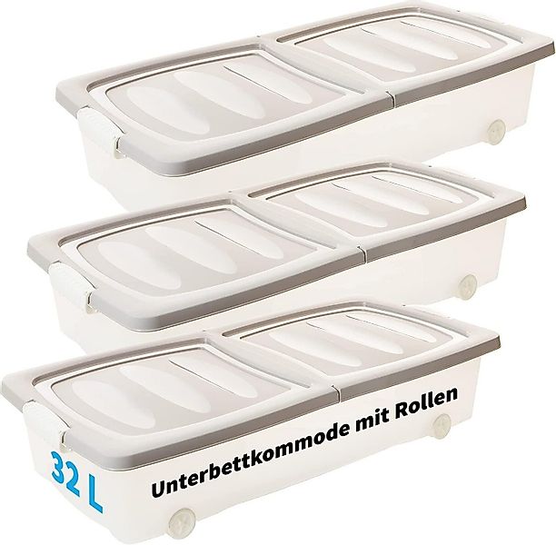 Centi Aufbewahrungsbox Flache Unterbettbox mit Rollen und Deckel, transpare günstig online kaufen