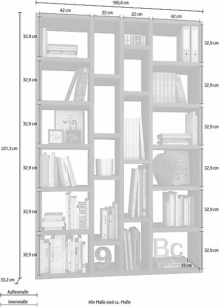 fif möbel Raumteilerregal "TOR391-6", Breite 145 cm günstig online kaufen