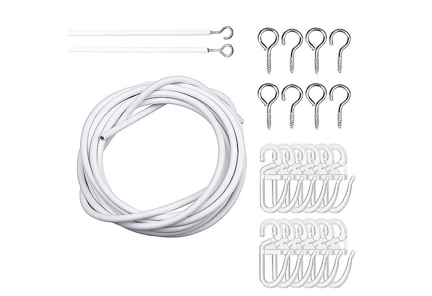FELIXLEO Drahtseilklemme 2 m weißes Vorhangdrahtseil. 20 Vorhanghaken für V günstig online kaufen