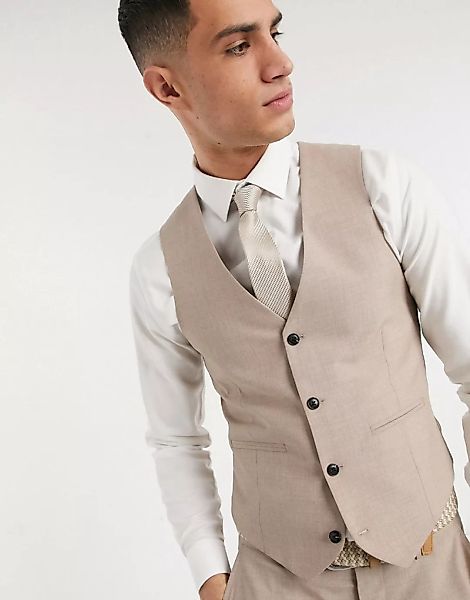 Harry Brown – Schmale, einfarbige Anzugweste-Neutral günstig online kaufen