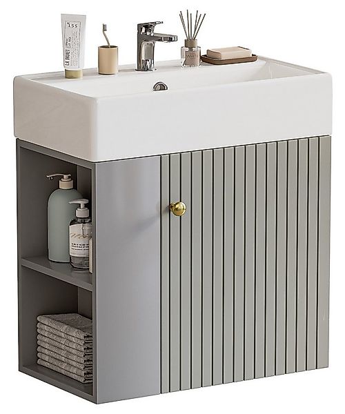 Yorbay Waschtisch Badmöbel Waschtischunterschrank (Breite 55 cm, Badschrank günstig online kaufen