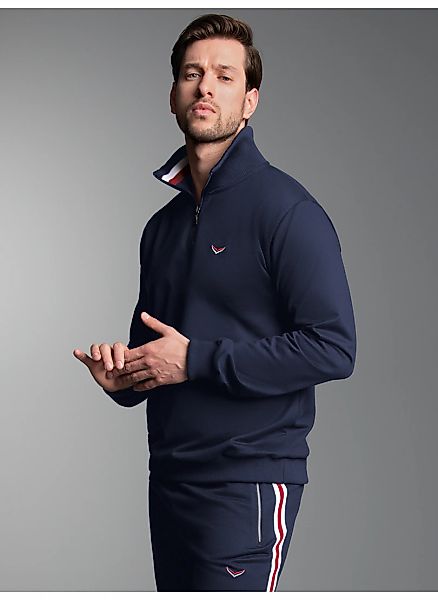 Trigema Sweatshirt "TRIGEMA Troyer mit kontrastfarbigen Elementen" günstig online kaufen
