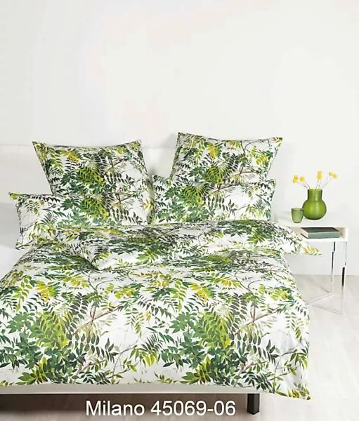 Janine Mako-Satin Bettwäsche MILANO 45069 grün oase Größe:  80x80 cm günstig online kaufen