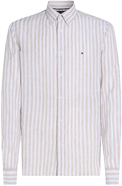 Tommy Hilfiger Hemd Leinen Streifen Beige - Größe XL günstig online kaufen